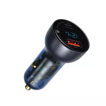 Baseus Particular Φορτιστής Αυτοκινήτου με Ψηφιακή Οθόνη, USB-C + USB-A, QC3.0+PD, 65W, Γκρι