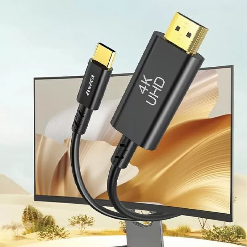 AWEI καλώδιο προσαρμογέα USB-C σε HDMI 4K 30Hz 2m μαύρο