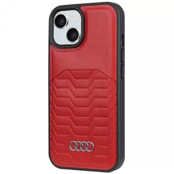 Audi Σκληρή θήκη MagSafe από τεχνητό δέρμα για iPhone 15 / 14 / 13 6,1 inch - κόκκινο