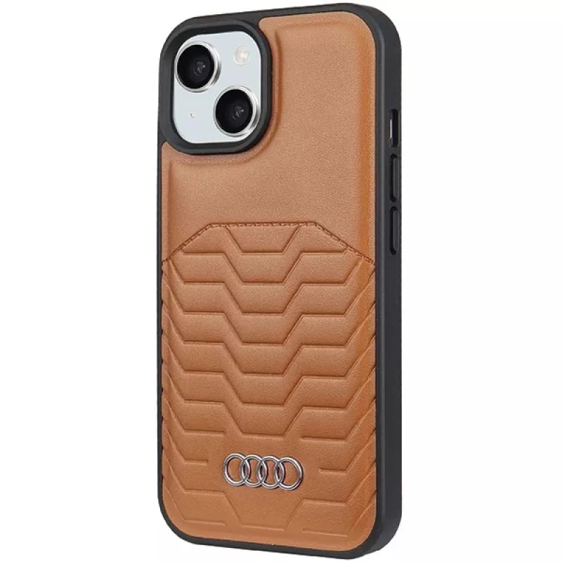 Audi Kunstleder MagSafe θήκη σκληρή για Apple iPhone 15 Plus / 14 Plus 6,7 inch καφέ