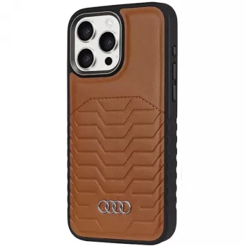 Audi Kunstleder MagSafe θήκη σκληρή για Apple iPhone 15 Pro Max 6,7 inch καφέ