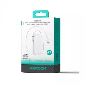 Powerbank Joyroom JR-PR2 35W 10000mAh με συρόμενο καλώδιο USB-C και ενσωματωμένο καλώδιο Lightning - Λευκό