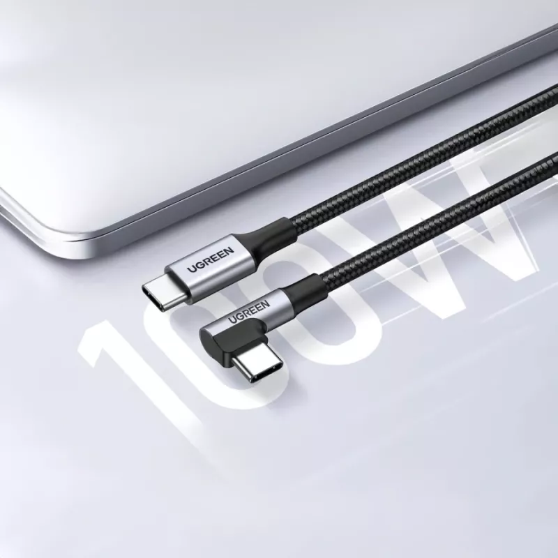 UGREEN USB-C σε USB-C Γωνιακό Καλώδιο US334 5A PD 100W 2m Μαύρο