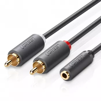 UGREEN AV102 Καλώδιο Ήχου 2x RCA (Cinch) σε 3,5 mm Jack 0,25 m Μαύρο