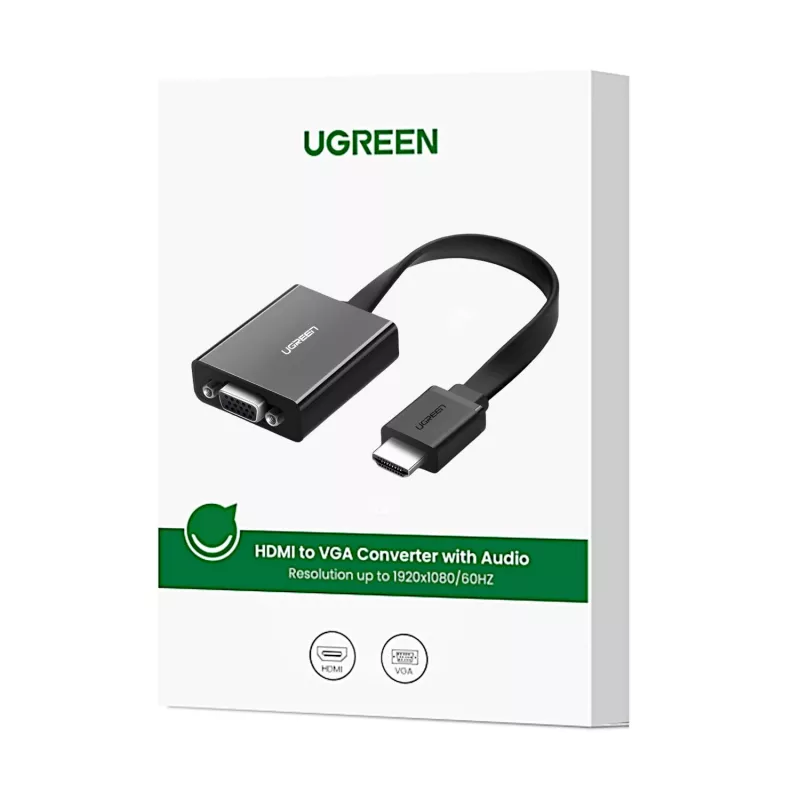 UGREEN Προσαρμογέας HDMI σε VGA MM103, 25cm, Μαύρο