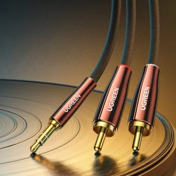 UGREEN Καλώδιο Ήχου 2x RCA (Cinch) σε 3,5 mm, 2 m, Μαύρο