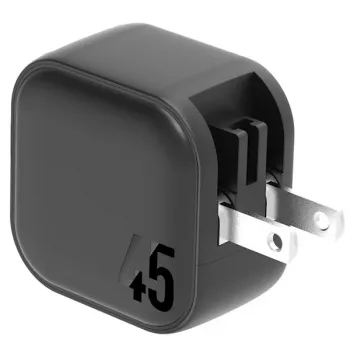 ENERGEA Travelite GAN45 Φορτιστής Ταξιδιού GaN 45W USB-C Διπλής Θύρας με Προσαρμογείς US+EU, Μαύρο