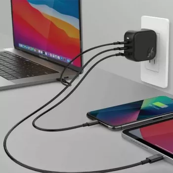 ENERGEA Travelite GAN66 Φορτιστής GaN 66W USB-C 2C1A Μαύρο US+EU