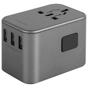 ENERGEA Travelworld Φορτιστής USB 35.5W 3A2C με Βύσματα US/EU/UK/AU, Gunmetal