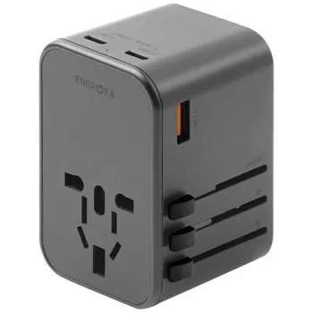 ENERGEA Travelworld Προσαρμογέας GaN65W 65W 1xUSB-A 2xUSB-C PD PPS QC 3.0 Εναλλασσόμενα Βύσματα US/EU/UK Gunmetal Grey
