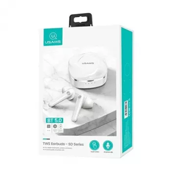 USAMS SDseries BHUSD01 True Wireless Stereo Bluetooth 5.0 ακουστικά, λευκό