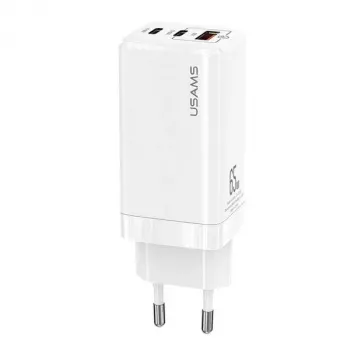 USAMS GaN 65W ταχυφορτιστής MT T33 PD 2xUSB-C + USB-A λευκό CC110TC02 (US-CC110)