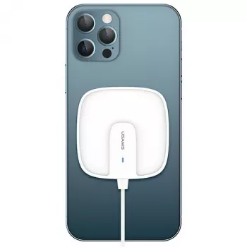 USAMS US-CD159 Μαγνητικός Ασύρματος Φορτιστής 15W Εξαιρετικά Λεπτός για iPhone 12 Σειρά Λευκό