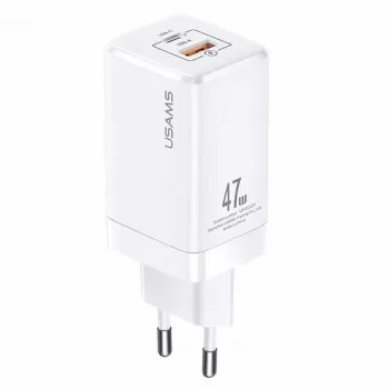 USAMS T41 GaN 47W USB-C + USB-A Γρήγορος Φορτιστής (Λευκό) CC137TC02