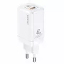 USAMS T41 GaN 47W USB-C + USB-A Γρήγορος Φορτιστής (Λευκό) CC137TC02
