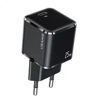 USAMS T42 Mini 25W USB-C PD3.0 Γρήγορος Φορτιστής (Μόνο Κεφαλή) Μαύρο CC140TC01