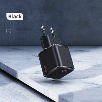 USAMS T42 Mini 25W USB-C PD3.0 Γρήγορος Φορτιστής (Μόνο Κεφαλή) Μαύρο CC140TC01