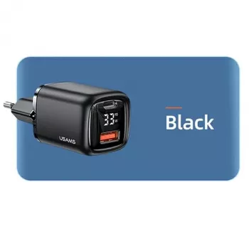 USAMS USB-C + USB-A 33W Γρήγορος Φορτιστής PD3.0 QC3.0 Μαύρο CC152TC01