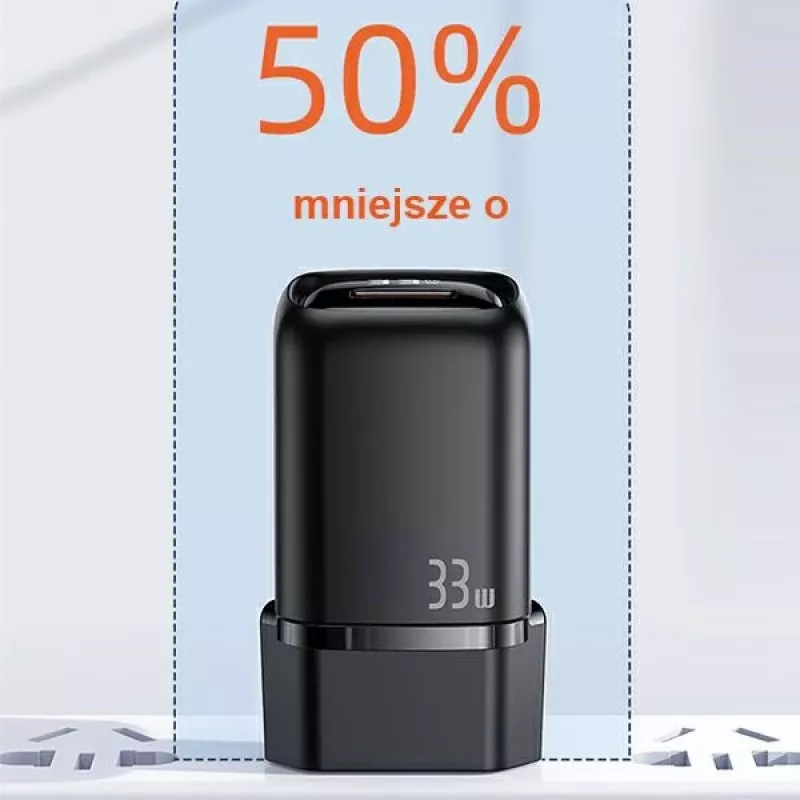USAMS USB-C + USB-A 33W Γρήγορος Φορτιστής PD3.0 QC3.0 Μαύρο CC152TC01