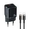 USAMS T45 30W PD3.0 USB-C Γρήγορος Φορτιστής με Καλώδιο U63 USB-C σε Lightning, Μαύρο, UXTZH01