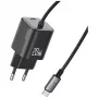 USAMS 20W GaN Γρήγορος Φορτιστής με Καλώδιο USB-C, Μαύρο