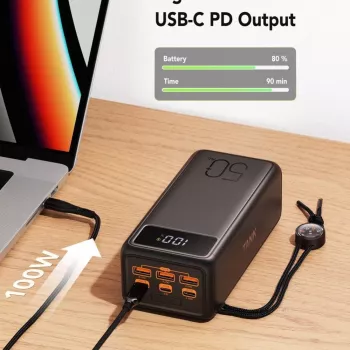 VEGER Powerbank Tank Boost PD QC3.0 5A 130W 56000 mAh μαύρο W5001C