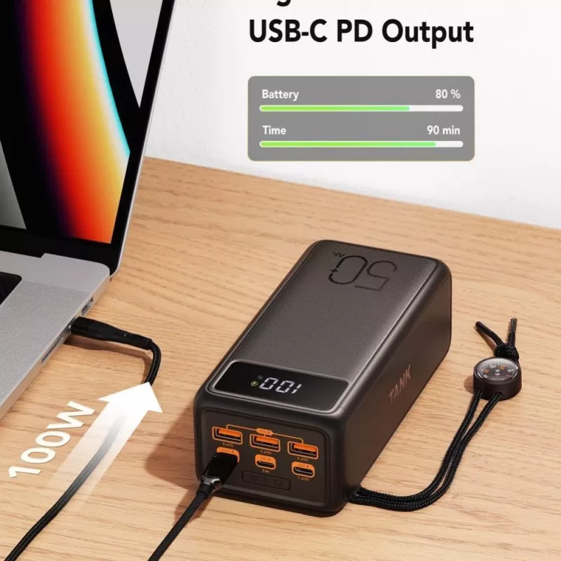 VEGER Powerbank Tank Boost PD QC3.0 5A 130W 56000 mAh μαύρο W5001C