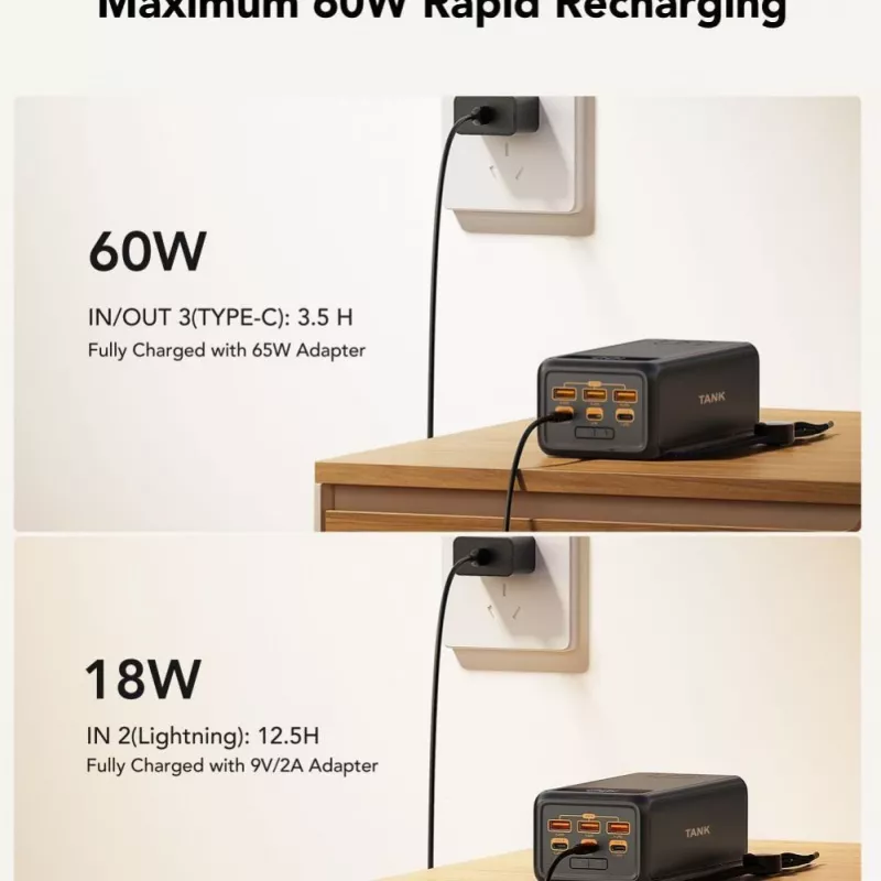 VEGER Powerbank Tank Boost PD QC3.0 5A 130W 56000 mAh μαύρο W5001C