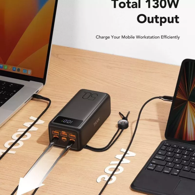 VEGER Powerbank Tank Boost PD QC3.0 5A 130W 56000 mAh μαύρο W5001C