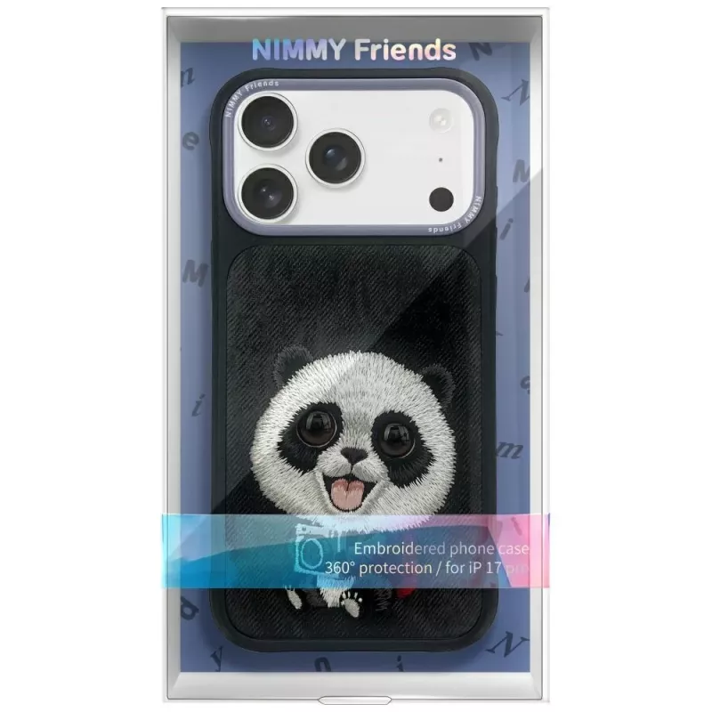 Nimmy Big Eyed Pet 2.0 Θήκη Panda για Apple iPhone 17 Pro, Μαύρο