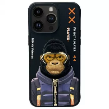 Nimmy Cool&Cute 2.0 Monkey θήκη για Apple iPhone 15 Pro 6,1 ίντσες μαύρο