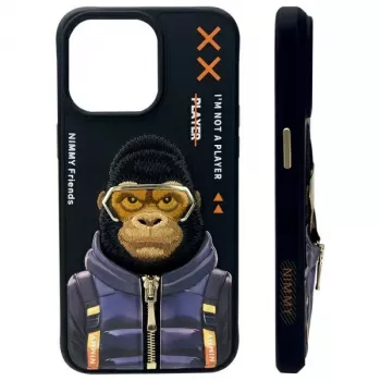 Nimmy Cool&Cute 2.0 Monkey θήκη για Apple iPhone 15 Pro 6,1 ίντσες μαύρο