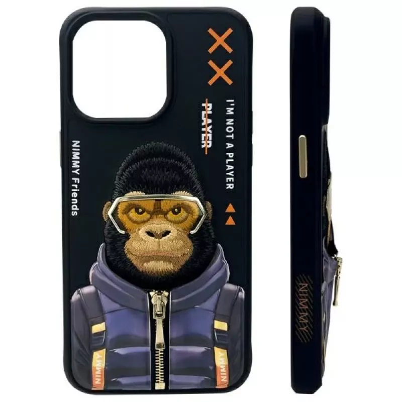 Nimmy Cool&Cute 2.0 Monkey θήκη για Apple iPhone 15 Pro 6,1 ίντσες μαύρο