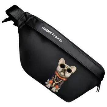 Nimmy Crossbody Bag Cool Dog with Glasses Μαύρο