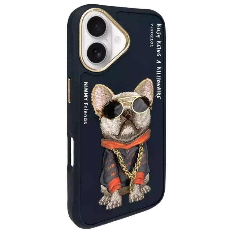 Nimmy θήκη για iPhone 16 6,1 μαύρο Glasses Cool Dog