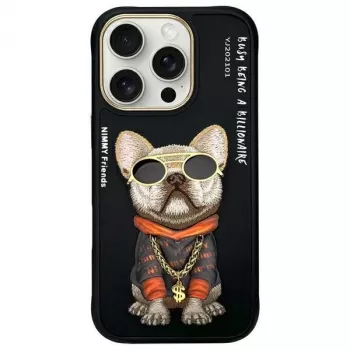Nimmy θήκη για iPhone 16 Pro 6,3 ίντσες μαύρο Glasses Cool Dog