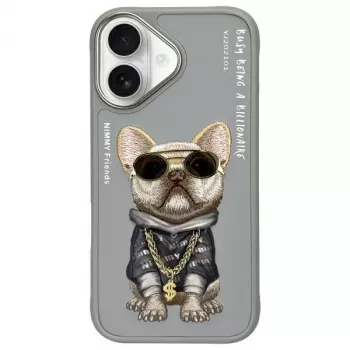Nimmy προστατευτική θήκη για Apple iPhone 16 6,1 ίντσες γκρι Glasses Cool Dog