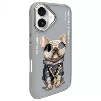 Nimmy προστατευτική θήκη για Apple iPhone 16 6,1 ίντσες γκρι Glasses Cool Dog