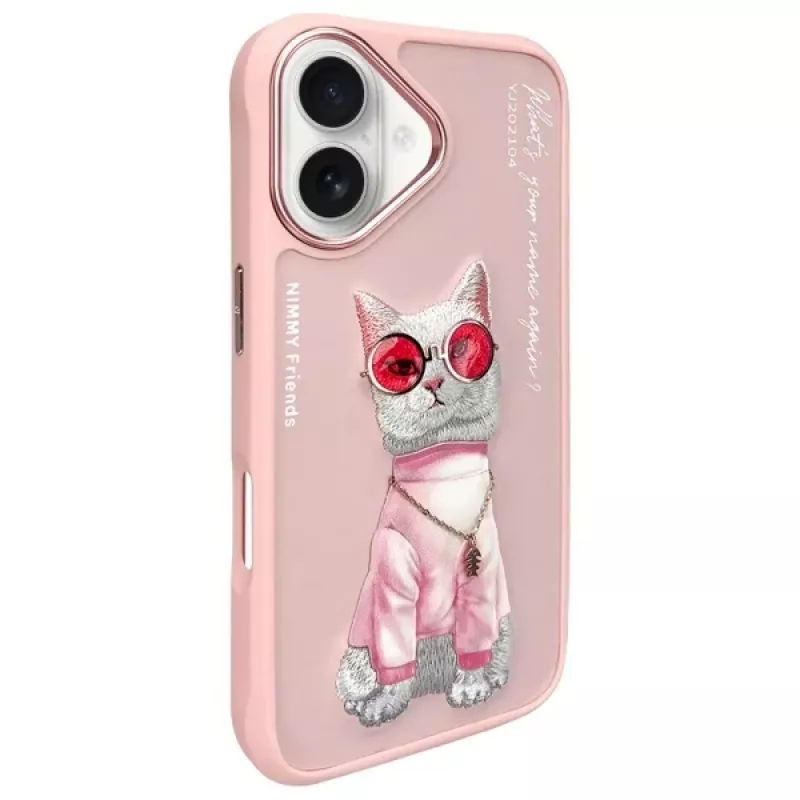 Nimmy θήκη για Apple iPhone 16 6,1 ίντσες ροζ Glasses Cool Cat