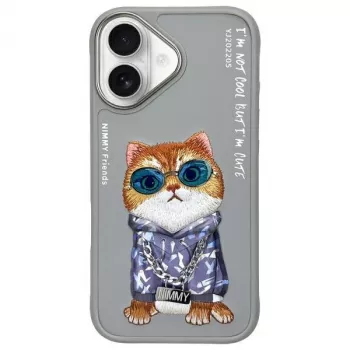 Nimmy Θήκη για iPhone 16 6,1 ίντσες Γκρι Glasses Cool Cat