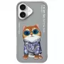 Nimmy Θήκη για iPhone 16 6,1 ίντσες Γκρι Glasses Cool Cat