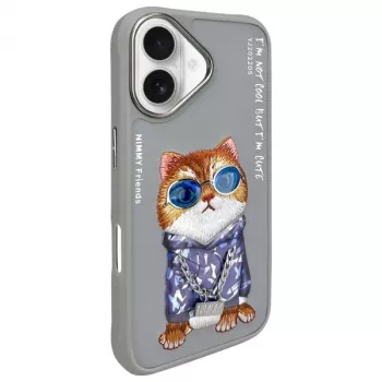 Nimmy Θήκη για iPhone 16 6,1 ίντσες Γκρι Glasses Cool Cat