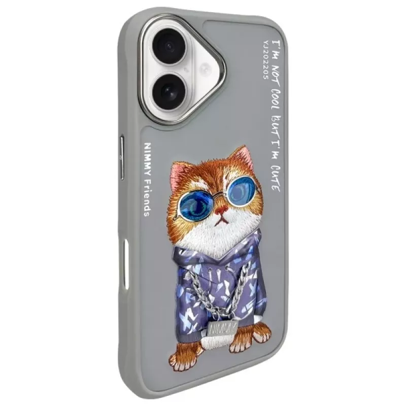 Nimmy Θήκη για iPhone 16 6,1 ίντσες Γκρι Glasses Cool Cat
