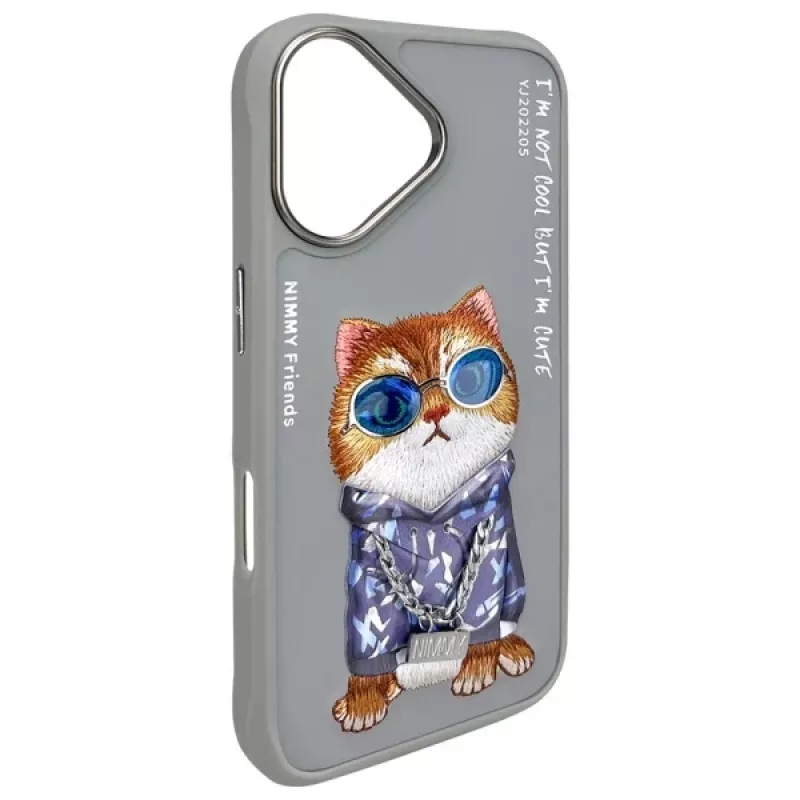 Nimmy Θήκη για iPhone 16 6,1 ίντσες Γκρι Glasses Cool Cat