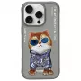 Nimmy Προστατευτική Θήκη για Apple iPhone 16 Pro 6,3 ίντσες Γκρι Glasses Cool Cat