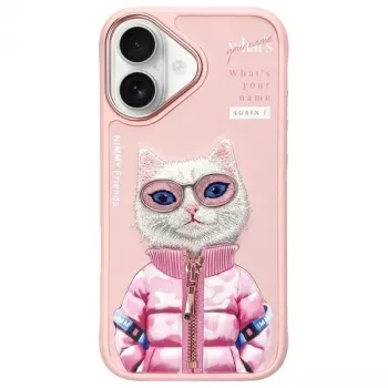 Nimmy Cool&Cute 2.0 Cat Πίσω Κάλυμμα για Apple iPhone 16 6,1 ίντσες Ροζ
