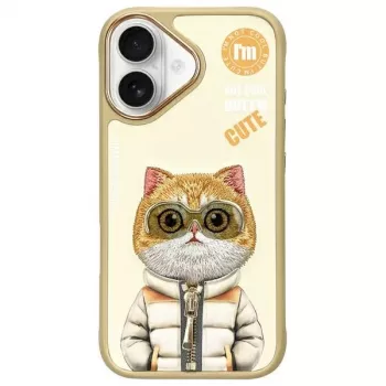 Nimmy Θήκη για iPhone 16 6,1 ίντσες Χακί Cool&Cute 2.0 Cat