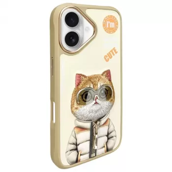 Nimmy Θήκη για iPhone 16 6,1 ίντσες Χακί Cool&Cute 2.0 Cat