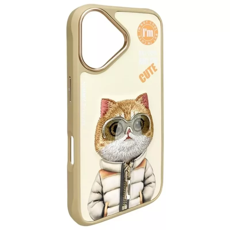 Nimmy Θήκη για iPhone 16 6,1 ίντσες Χακί Cool&Cute 2.0 Cat