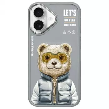 Nimmy Cool&Cute 2.0 Bear Θήκη για Apple iPhone 16 6,1 ίντσες Γκρι
